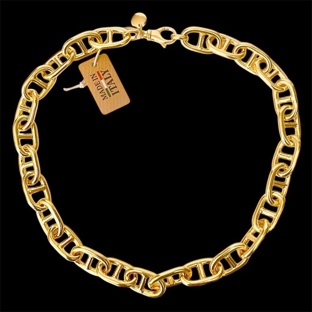 NWT Mia Fiore Italy made 18kt Gold Plated Bronze Mariner Anchor Links Necklace - Picture 7 of 12
